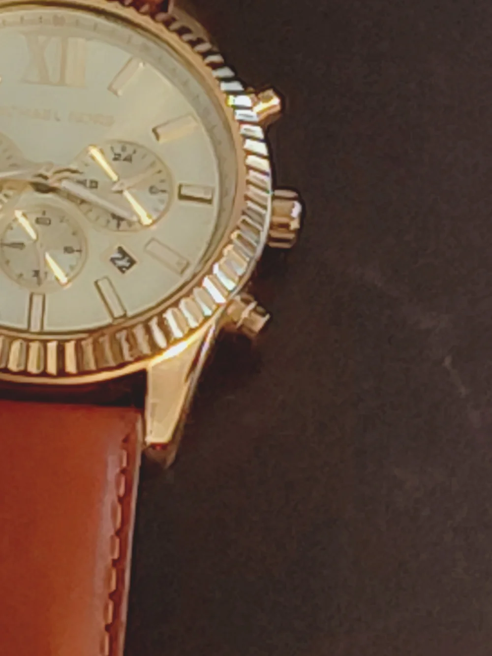 Michael Kors Men's Rose Gold Chronograph Watch with Brown Leather Strap
